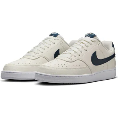 Nike Court Vision Low Sneaker In Sail/armory Navy