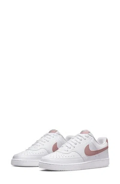 Nike Court Vision Low Sneaker In White/pink Oxford