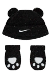 Nike Cozy Comfort Peak Beanie & Gloves Set In Black