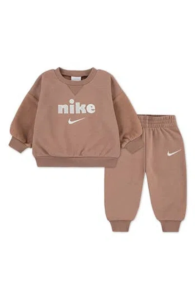 Nike Babies'  Cozy Comfort Pullover & Joggers Set In Brown
