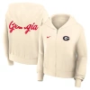 Nike Cream Georgia Bulldogs Cropped Chill Full-zip Hoodie In Brown