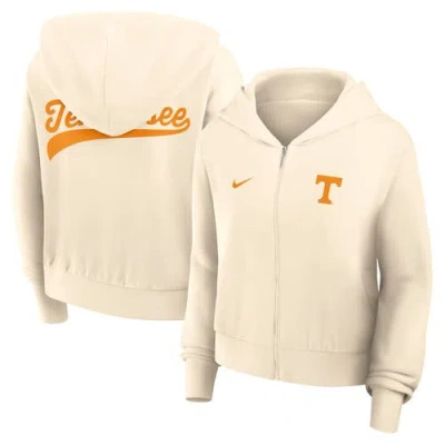 Nike Cream Tennessee Volunteers Cropped Chill Full-zip Hoodie In Multi