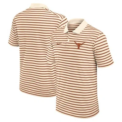 Nike Cream Texas Longhorns Solid Foundation Striped Performance Polo In Brown