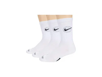 Nike Crew Everyday Bball 3-pair Pack (big Kid/adult) No Show Socks Shoes White/black: Lg (us Men's Shoe 8