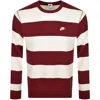 NIKE NIKE CREW NECK CLUB STRIPE SWEATSHIRT RED