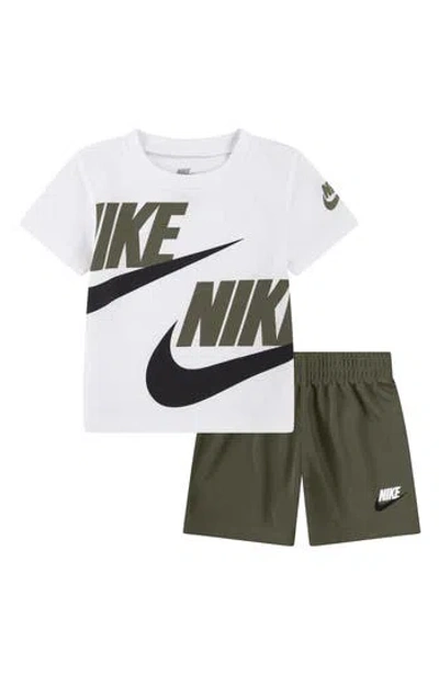 Nike Babies'  Crew T-shirt & Knit Shorts Set In Green