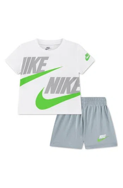 Nike Babies'  Crew T-shirt & Knit Shorts Set In White