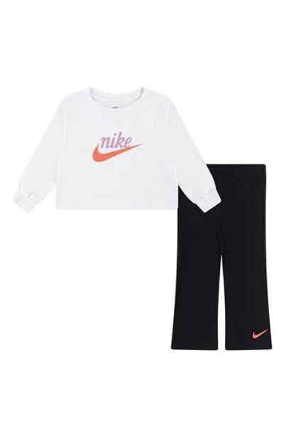 Nike Kids'  Crewneck Sweatshirt & Flared Leggings Set (toddler) Crewneck Sweatshirt & Leggings Set In White