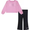 Nike Kids' Femme Pop Pullover Sweater & Flare Pants Set In Pink