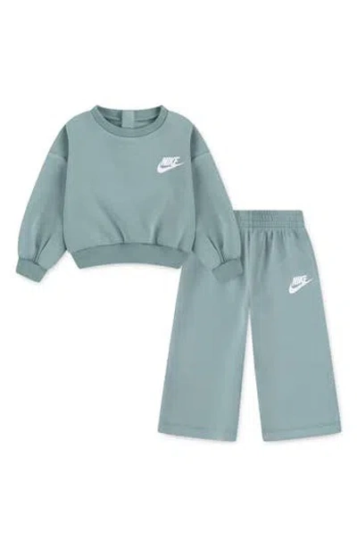 Nike Babies'  Crewneck Sweatshirt & Wide Leg Pants Set In Blue