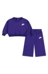 Nike Crewneck Sweatshirt & Wide Leg Pants Set In Blue