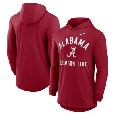 Nike Crimson Alabama Crimson Tide Classic Arch Tri-blend Performance Long Sleeve Hoodie T-shirt In Red