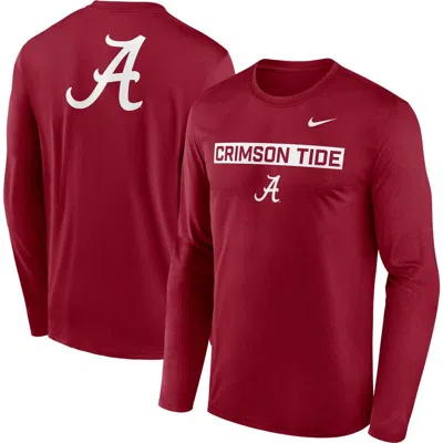 Nike Crimson Alabama Crimson Tide Primetime Campus 2-hit Legend Dri-fit Long Sleeve T-shirt In Red