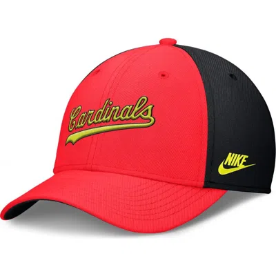 Nike Crimson/black St. Louis Cardinals Neon 90s Rise Swooshflex Hat In Red