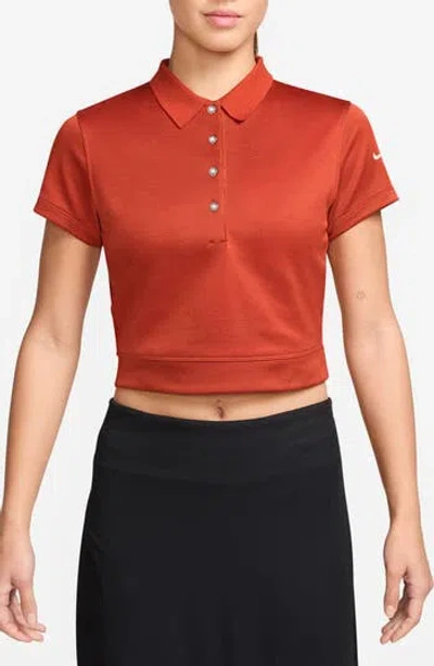 Nike Crop Cotton Blend Golf Polo In Brown
