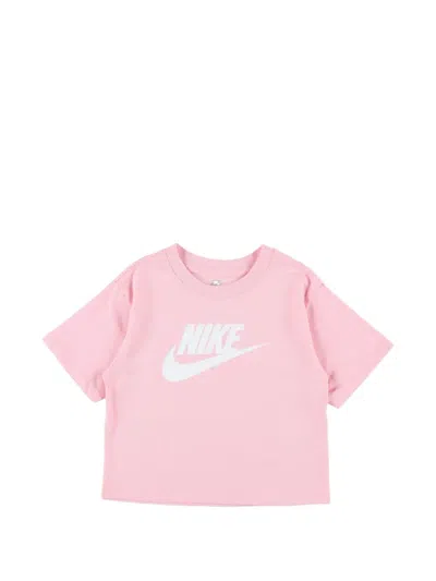 Nike Kids' Cropped Logo-detail T-shirt In Pink
