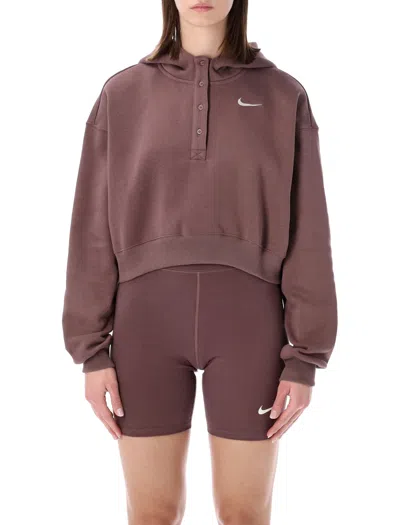 Nike Cropped Oversized Fleece Sweatshirt In Tattoo