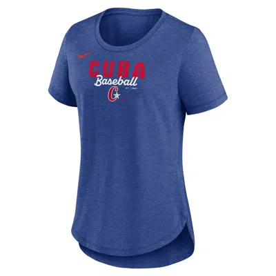 Nike Heather Blue Cuba Baseball 2026 World Baseball Classic Arched Tri-blend T-shirt