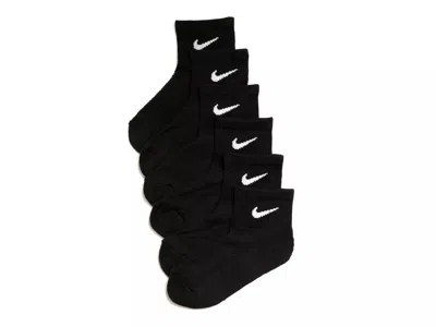 Nike Cushioned Kids' Ankle Socks 6 Pack In Black