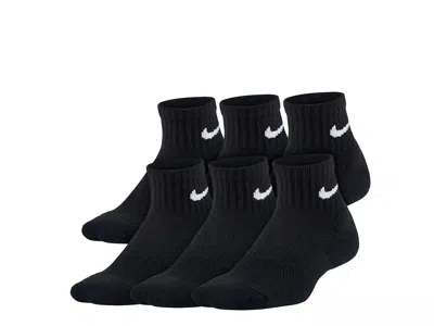 Nike Cushioned Kids' Ankle Socks 6 Pack In Black