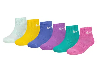 Nike Cushioned Kids' Quarter Ankle Socks 6 Pack In Multicolor