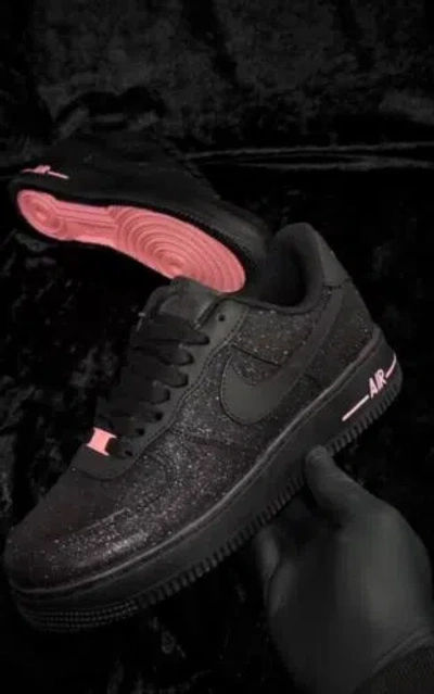 Pre-owned Nike Custom Air Force 1, Custom Pink Bottom Black Glitter Air Force 1, All Sizes