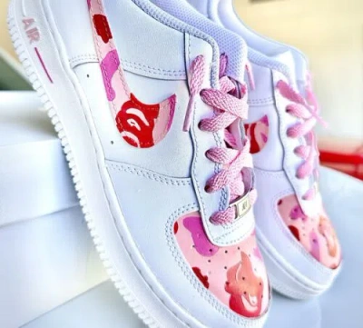 Pre-owned Nike Custom Air Force Ones Pink/red In White