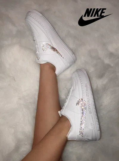 Pre-owned Nike Any S Crystals Bling Sneakers Crystallized White Bedazzled In Pink