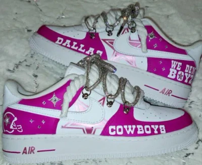 Pre-owned Nike Custom Dallas Bling Air Force One In Pink