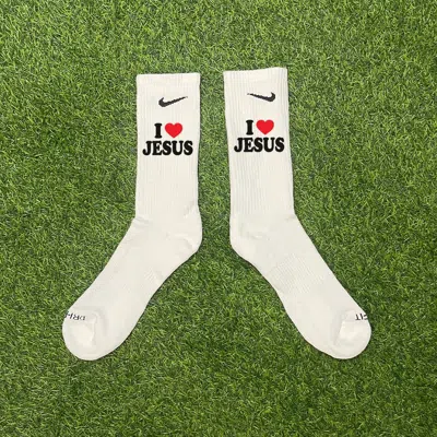 Pre-owned Nike Custom I Love Jesus Socks