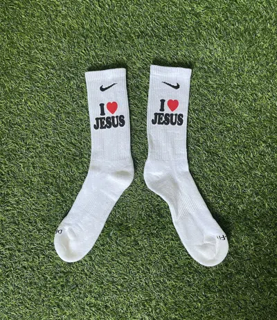 Pre-owned Nike Custom I Love Jesus Socks