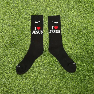 Pre-owned Nike Custom I Love Jesus Socks