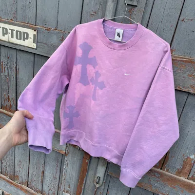 Pre-owned Nike Custom  Cross Graphic Sweatshirt L - Reworked Purple Top