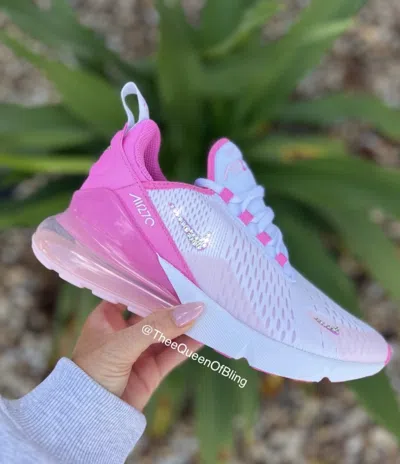 Pre-owned Nike Custom  Women's Bling Crystal  Air Max 270 Pink Bling Sneakers