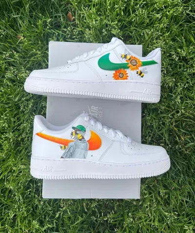 Pre-owned Nike Custom Tyler The Creator  Air Force 1 Women's Size 8 Shoes Fast Ship In White