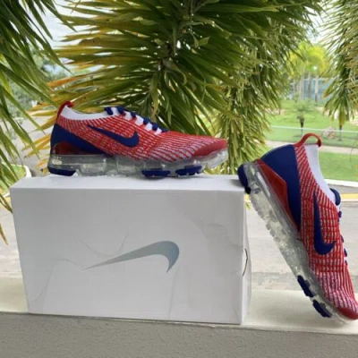 Pre-owned Nike Cw5585-100 Men Size 9.5 -  Air Vapormax 3.0 Usa Olympics Red/blue