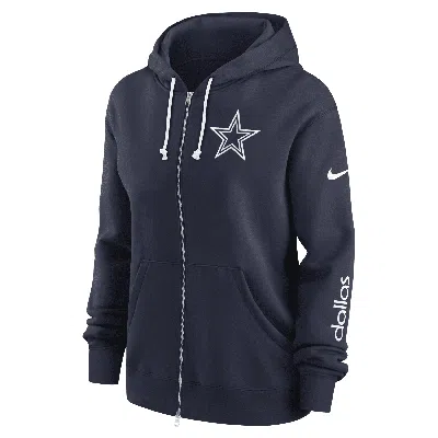 Nike Women's Navy Dallas Cowboys Plus Size Phoenix Full-zip Hoodie In Navy,white