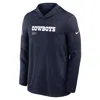 Nike Navy Dallas Cowboys Sideline Pure Fury Performance Long Sleeve Hoodie T-shirt In Blue