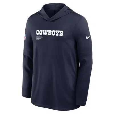 NIKE DALLAS COWBOYS PURE FURY SIDELINE  MEN'S DRI-FIT NFL LONG-SLEEVE HOODED TOP,1015883349