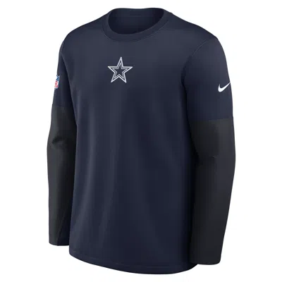 Nike Dallas Cowboys Scripted To Win Sideline Coach  Men's Therma-fit Nfl Long-sleeve T-shirt In Black