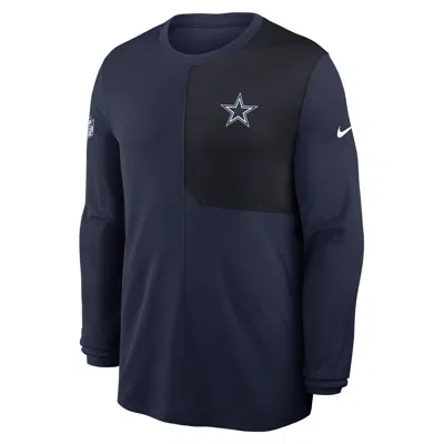 Nike Dallas Cowboys Sideline Coach  Men's Dri-fit Nfl Long-sleeve Top In Blue