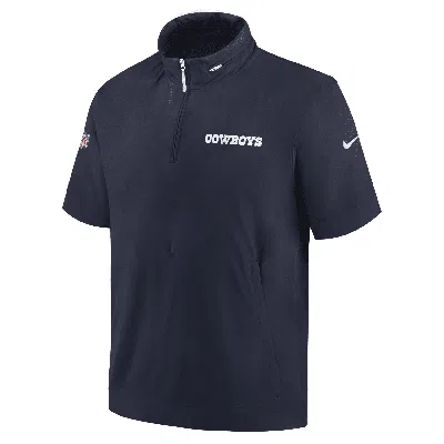 Nike Navy Dallas Cowboys 2024 Sideline Coach Short Sleeve Half-zip Hoodie Jacket In Blue