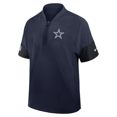 Nike Dallas Cowboys Sideline Coach  Men's Nfl 1/2-zip Short-sleeve Jacket In Blue