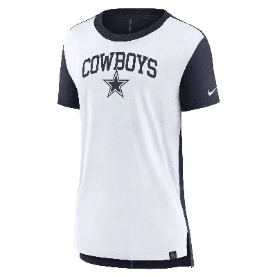 Nike Women's Cream/navy Dallas Cowboys Wordmark Tri-blend T-shirt In Cream,navy