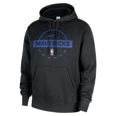 Nike Dallas Mavericks Club  Men's Nba Practice Pullover Hoodie In Black