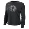 Nike Dallas Mavericks Courtside  Women's Nba Shine Boxy Long-sleeve T-shirt In Black