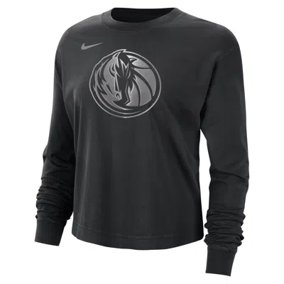 Nike Dallas Mavericks Courtside  Women's Nba Shine Boxy Long-sleeve T-shirt In Black