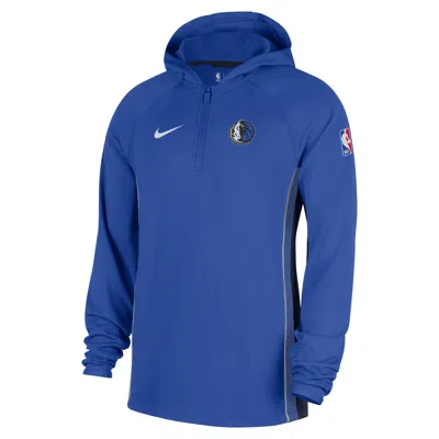 Nike Dallas Mavericks Zoned  Men's Dri-fit Nba 1/4-zip Hoodie In Blue