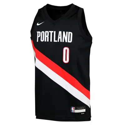 Nike Damian Lillard Portland Trail Blazers Icon Edition Big Kids'  Nba Swingman Jersey In Black