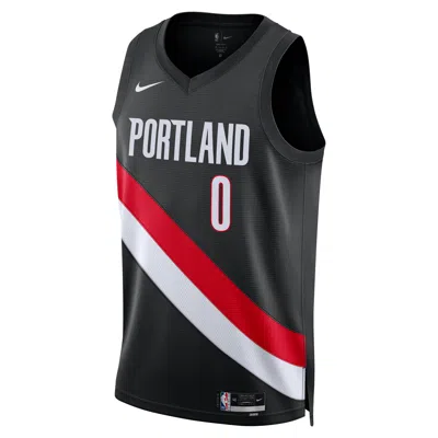 Nike Damian Lillard Portland Trail Blazers Icon Edition  Men's Dri-fit Nba Swingman Jersey In Black